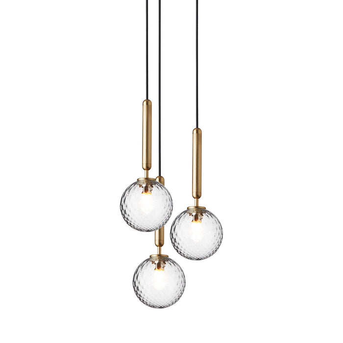 Miira Chandelier in Brass/Optic Clear (3-Light/13.6-Inch).