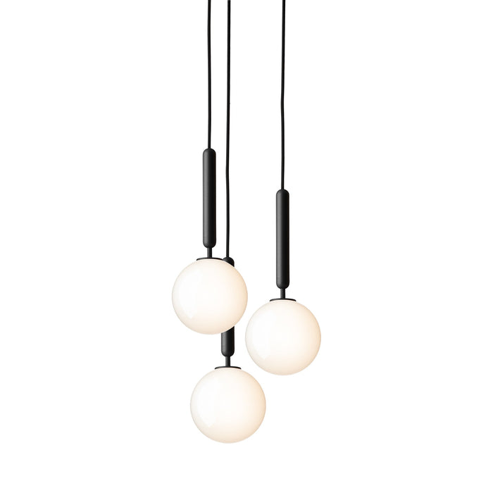 Miira Chandelier in Rock Grey/Opal White (3-Light/13.6-Inch).