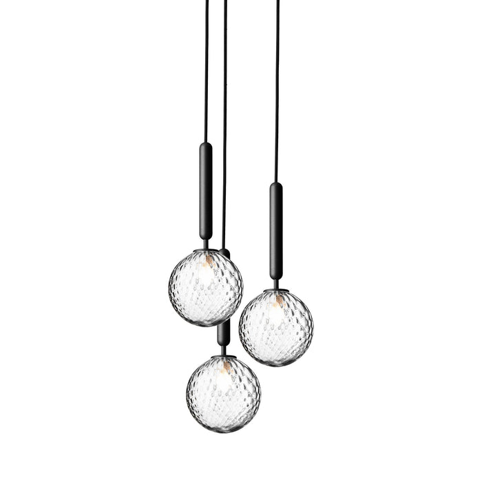 Miira Chandelier in Rock Grey/Optic Clear (3-Light/13.6-Inch).