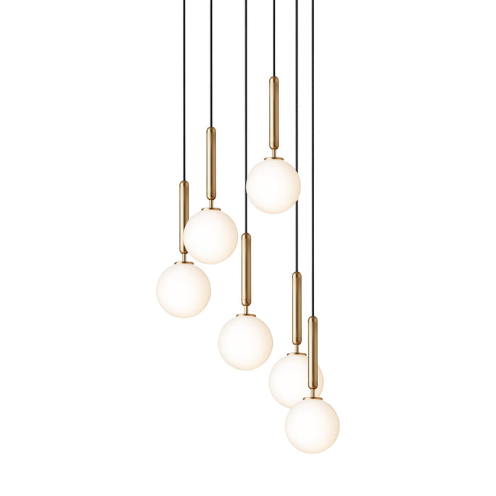 Miira Chandelier in Brass/Opal White (6-Light/13.6-Inch).