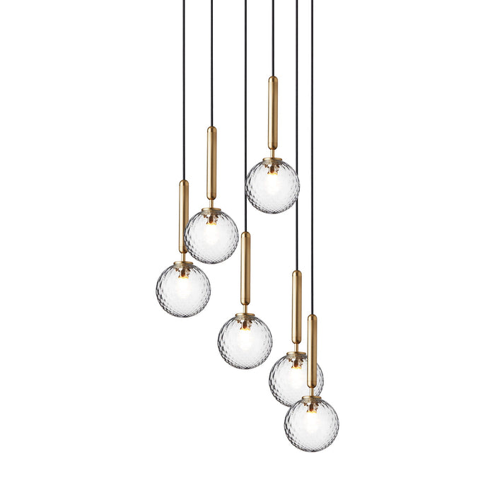 Miira Chandelier in Brass/Optic Clear (6-Light/13.6-Inch).