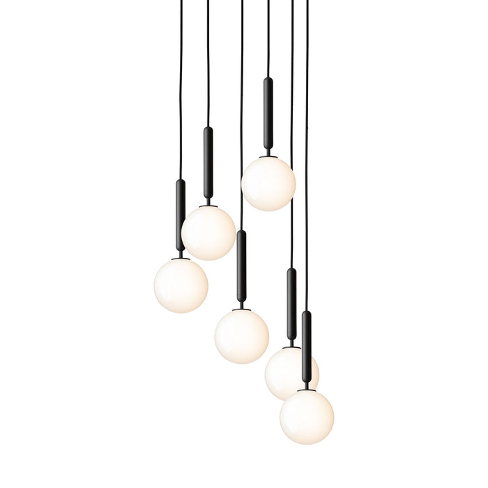 Miira Chandelier in Rock Grey/Opal White (6-Light/13.6-Inch).