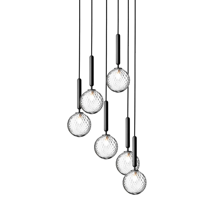 Miira Chandelier in Rock Grey/Optic Clear (6-Light/13.6-Inch).