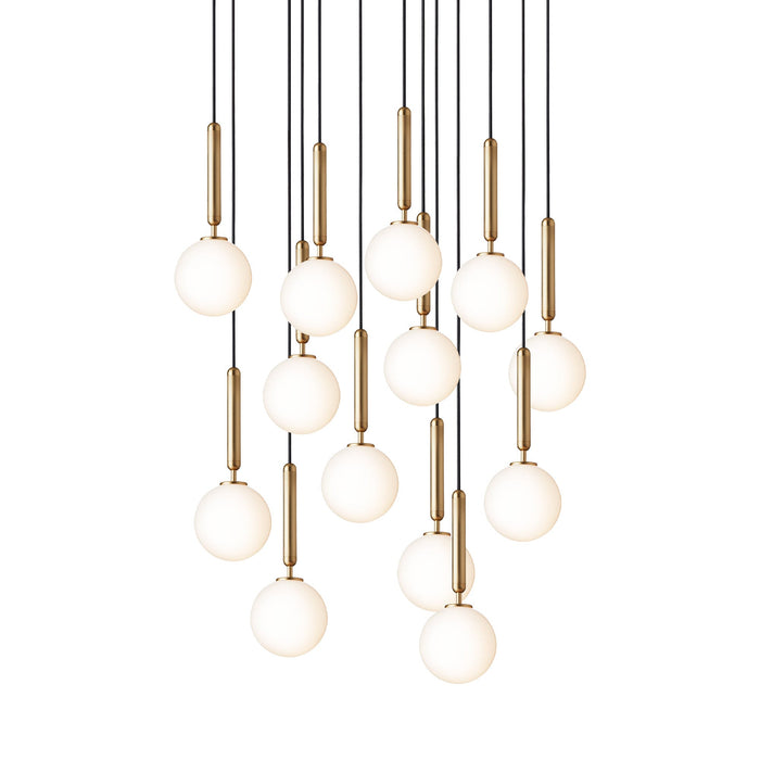 Miira Chandelier in Brass/Opal White (13-Light/13.6-Inch).