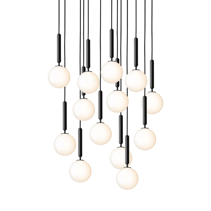 Miira Chandelier in Rock Grey/Opal White (13-Light/13.6-Inch).