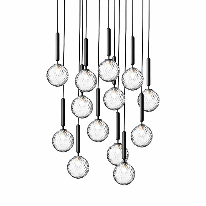 Miira Chandelier in Rock Grey/Optic Clear (13-Light/13.6-Inch).