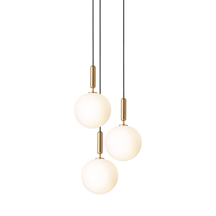 Miira Chandelier in Brass/Opal White (3-Light/14.1-Inch).