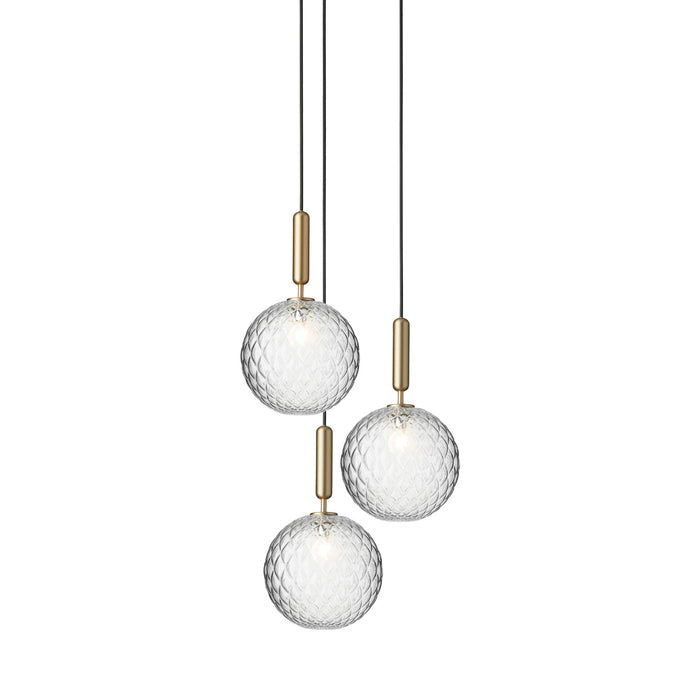 Miira Chandelier in Brass/Optic Clear (3-Light/14.1-Inch).