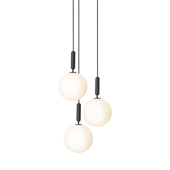 Miira Chandelier in Rock Grey/Opal White (3-Light/14.1-Inch).