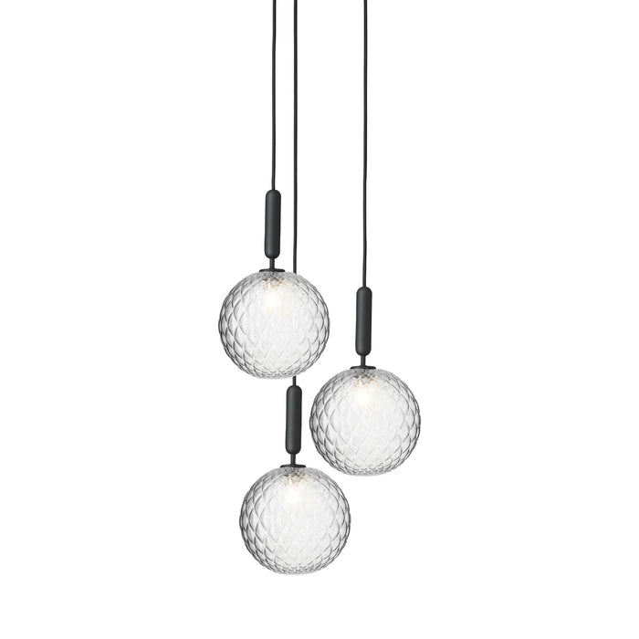 Miira Chandelier in Rock Grey/Optic Clear (3-Light/14.1-Inch).