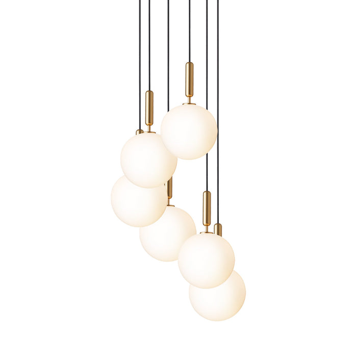 Miira Chandelier in Brass/Opal White (6-Light/14.1-Inch).