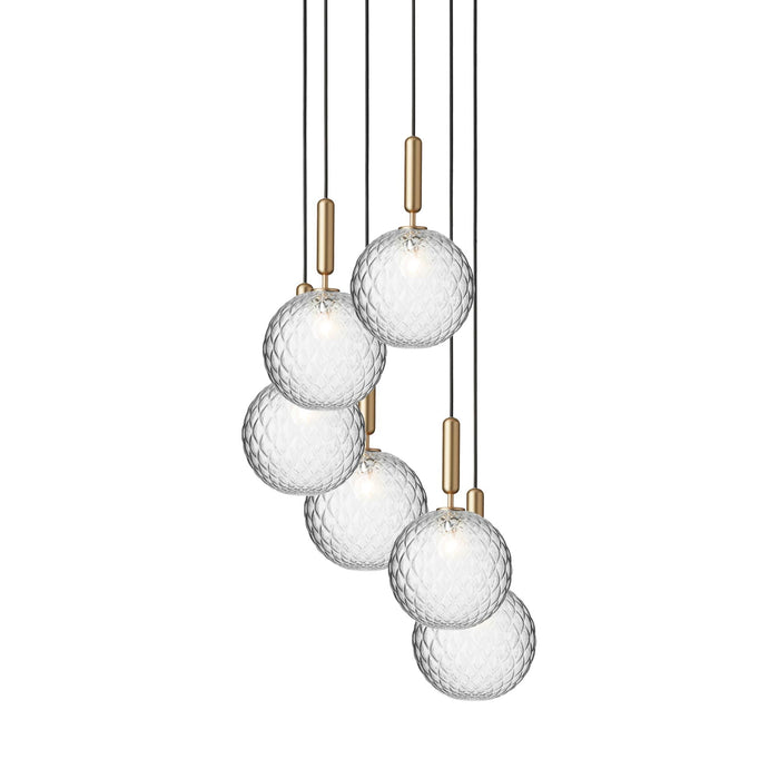 Miira Chandelier in Brass/Optic Clear (6-Light/14.1-Inch).