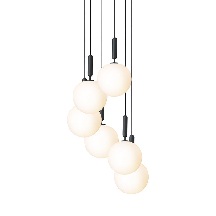 Miira Chandelier in Rock Grey/Opal White (6-Light/14.1-Inch).