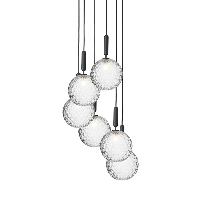 Miira Chandelier in Rock Grey/Optic Clear (6-Light/14.1-Inch).