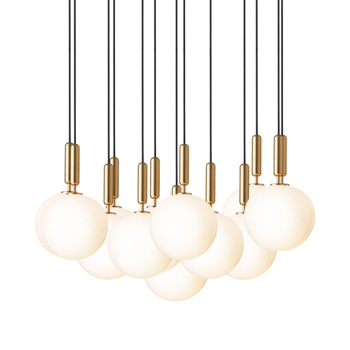 Miira Chandelier in Brass/Opal White (13-Light/14.1-Inch).