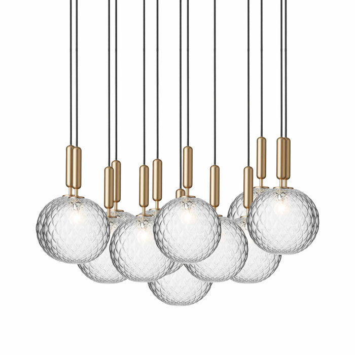 Miira Chandelier in Brass/Optic Clear (13-Light/14.1-Inch).