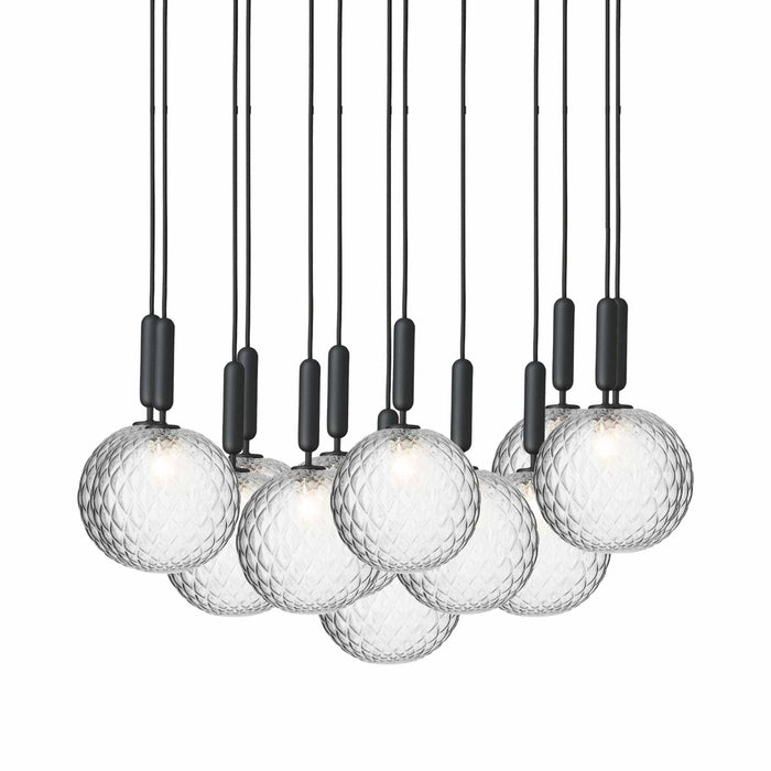 Miira Chandelier in Rock Grey/Optic Clear (13-Light/14.1-Inch).