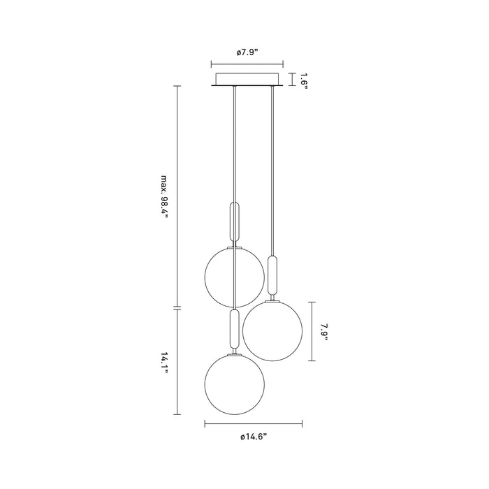 Miira Chandelier - line drawing.