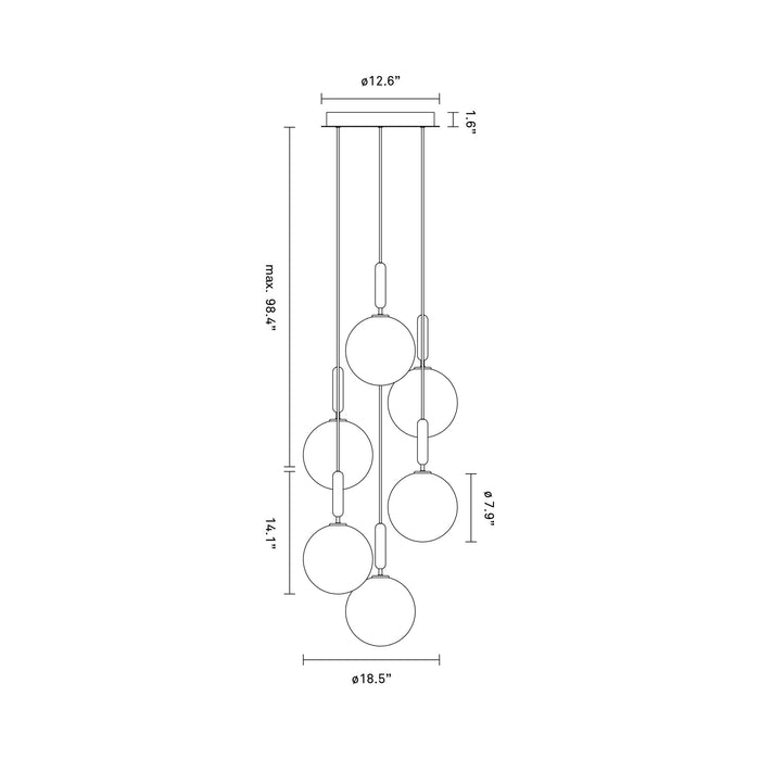 Miira Chandelier - line drawing.