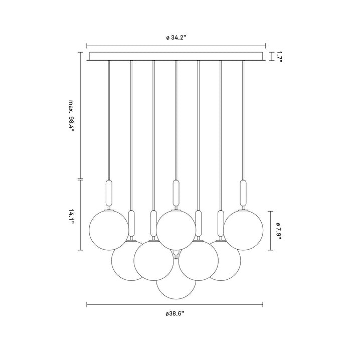 Miira Chandelier - line drawing.