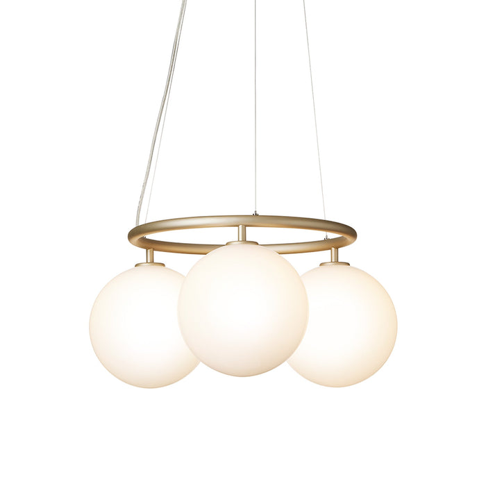 Miira Circular Chandelier in Brass/Opal White (3-Light).