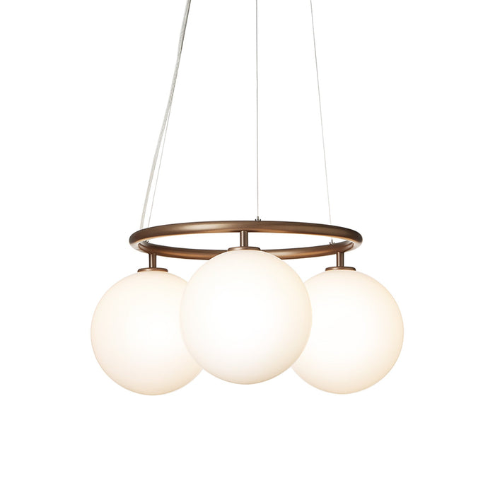 Miira Circular Chandelier in Dark Bronze/Opal White (3-Light).