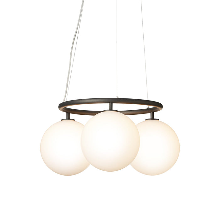 Miira Circular Chandelier in Rock Grey/Opal White (3-Light).