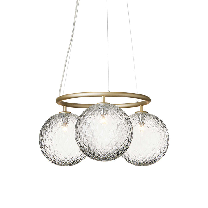 Miira Circular Chandelier in Brass/Optic Clear (3-Light).