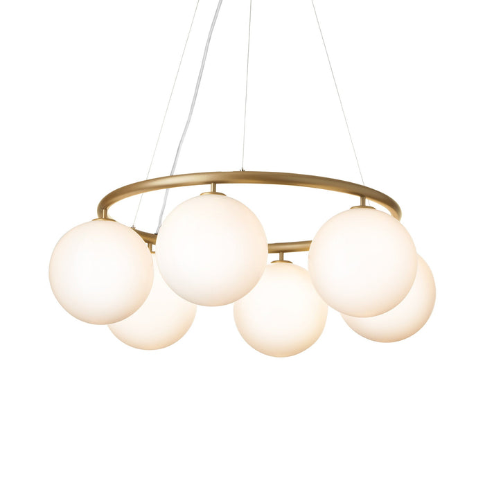 Miira Circular Chandelier in Brass/Opal White (6-Light).