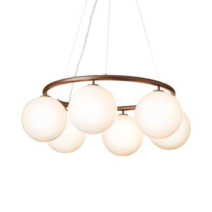 Miira Circular Chandelier in Dark Bronze/Opal White (6-Light).