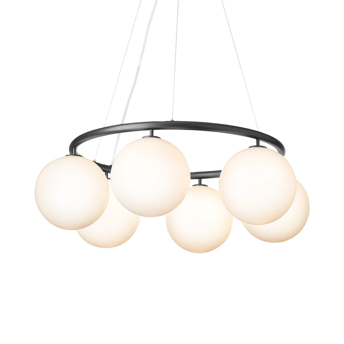 Miira Circular Chandelier in Rock Grey/Opal White (6-Light).