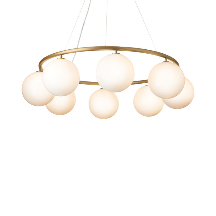 Miira Circular Chandelier in Brass/Opal White (8-Light).