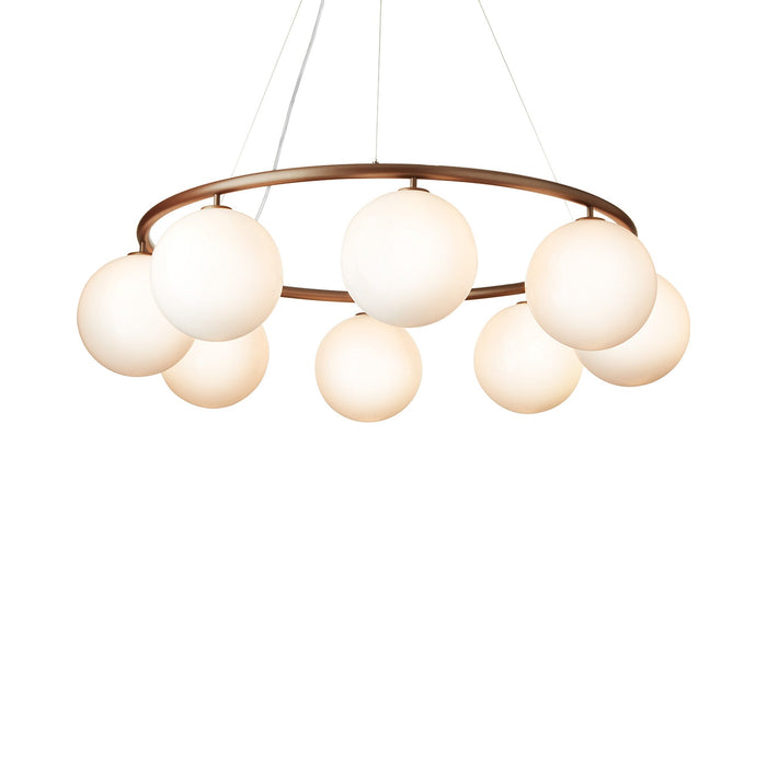 Miira Circular Chandelier in Dark Bronze/Opal White (8-Light).