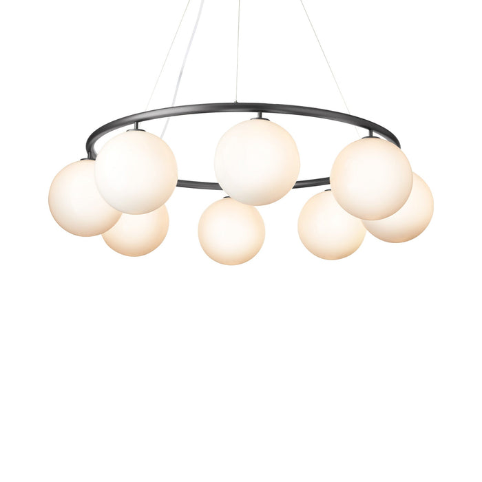 Miira Circular Chandelier in Rock Grey/Opal White (8-Light).