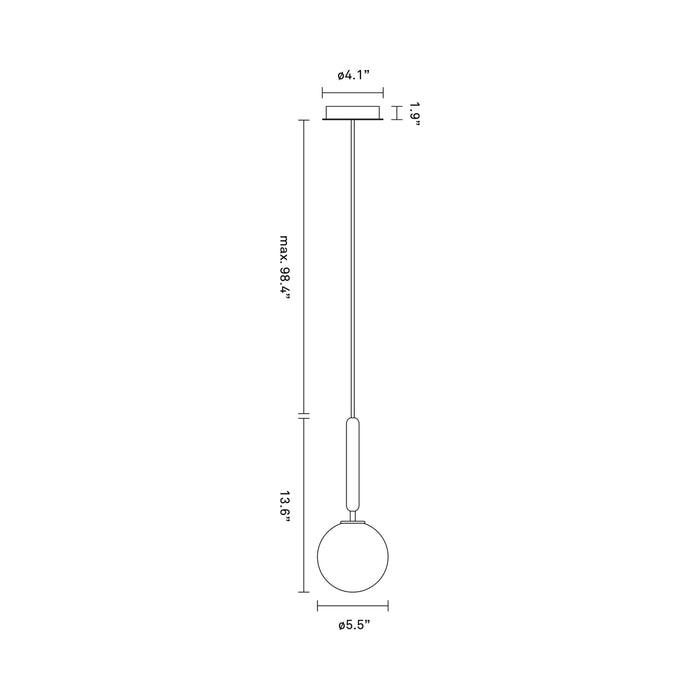 Miira Pendant Light - line drawing.