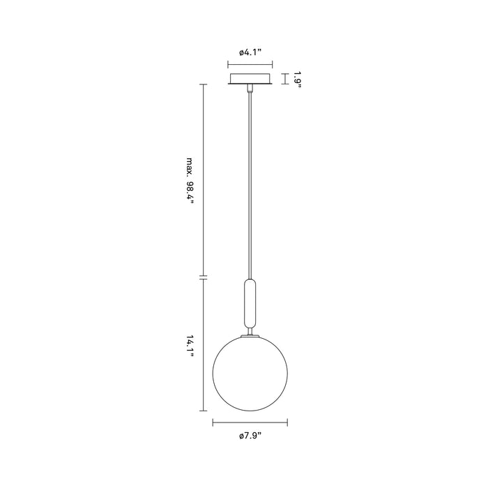 Miira Pendant Light - line drawing.