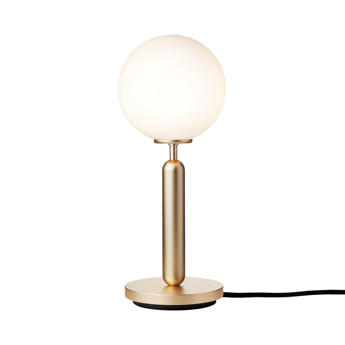 Miira Table Lamp in Brass/Opal White.