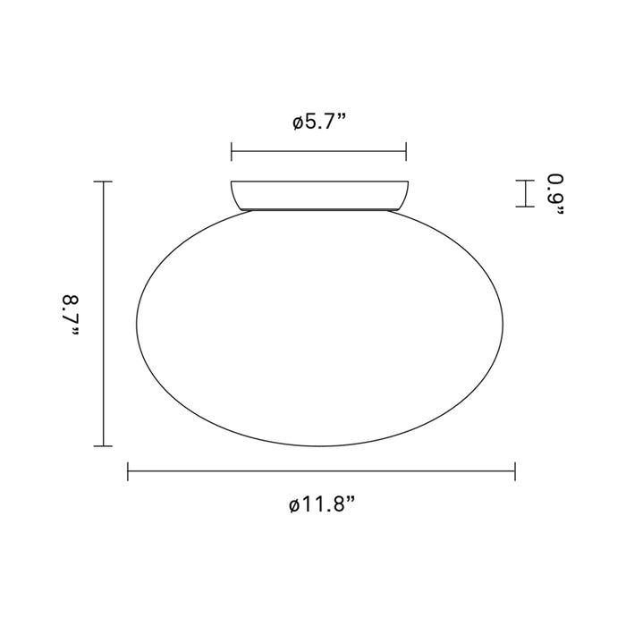 Rizzatto Flush Mount Ceiling Light - line drawing.