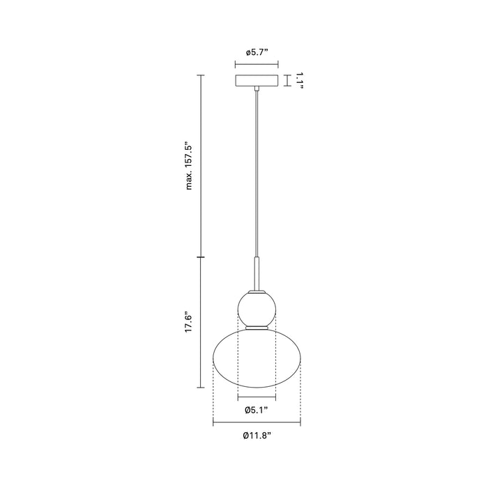 Rizzatto Pendant Light - line drawing.