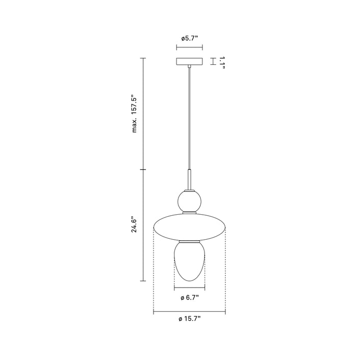 Rizzatto Pendant Light - line drawing.