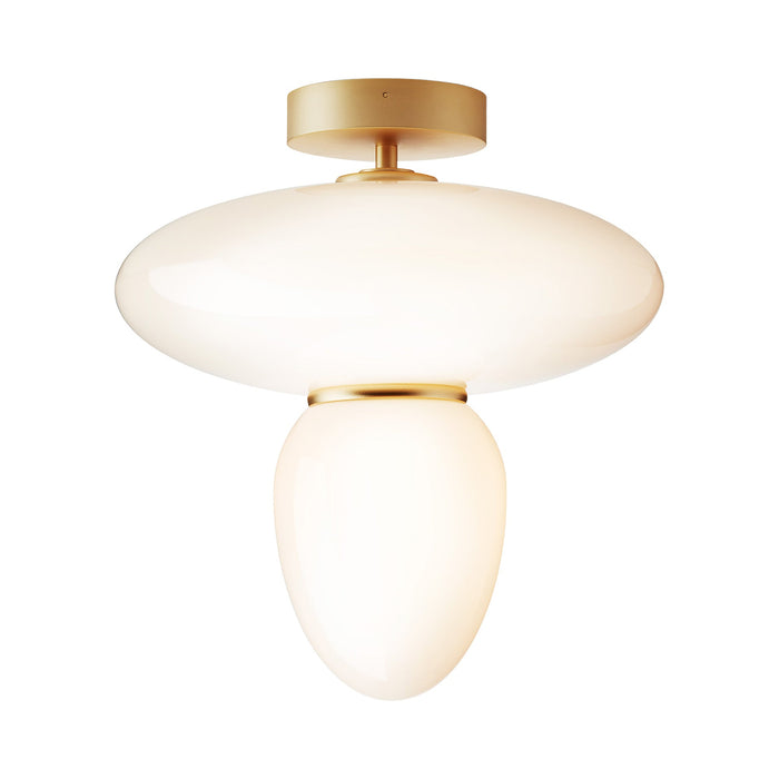 Rizzatto Semi Flush Mount Ceiling Light in Satin Brass.