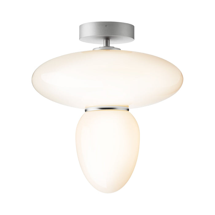 Rizzatto Semi Flush Mount Ceiling Light in Satin Silver.