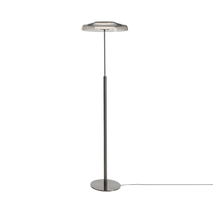 Dora LED Floor Lamp in Satin Black Nickel/Smokey Grey.