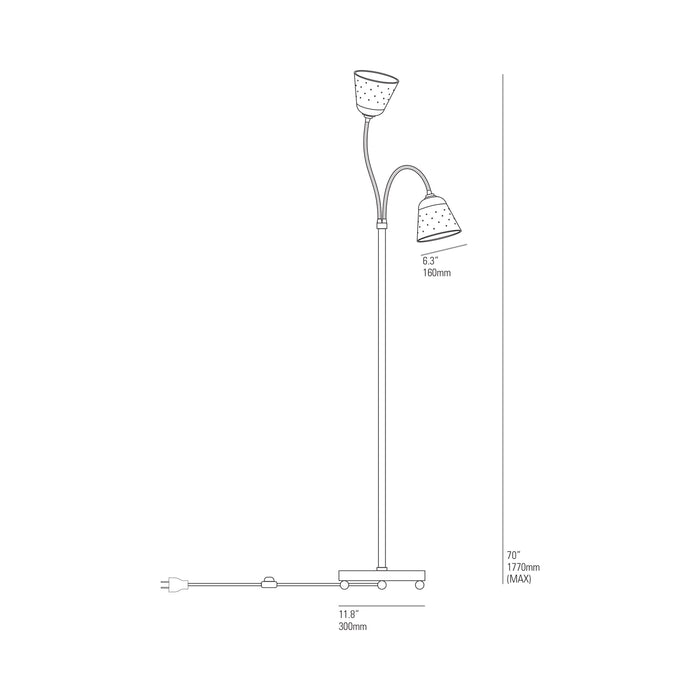 Alma Floor Lamp - line drawing.