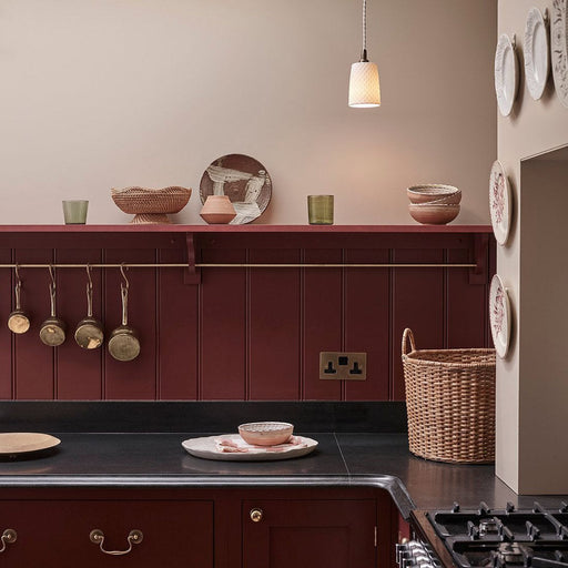 Antique Brass Pendant Light in kitchen.