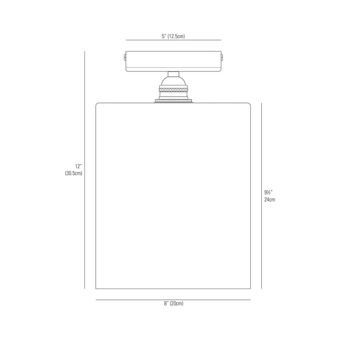 Brompton Flush Mount Ceiling Light - line drawing.