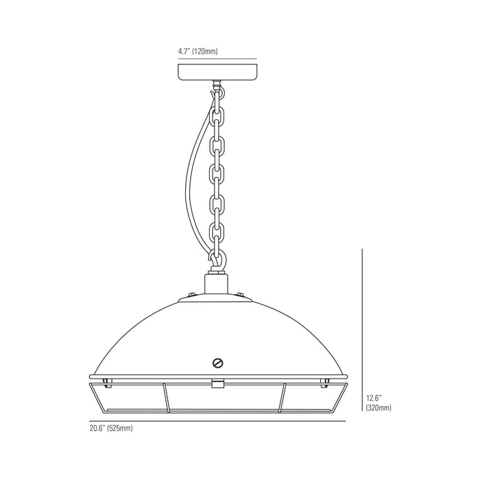 Cargo Cluster Pendant Light - line drawing.