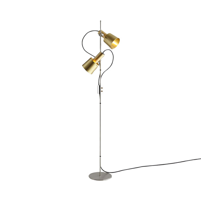 Chester Floor Lamp in Satin Brass.