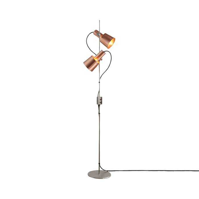 Chester Floor Lamp in Satin Copper.