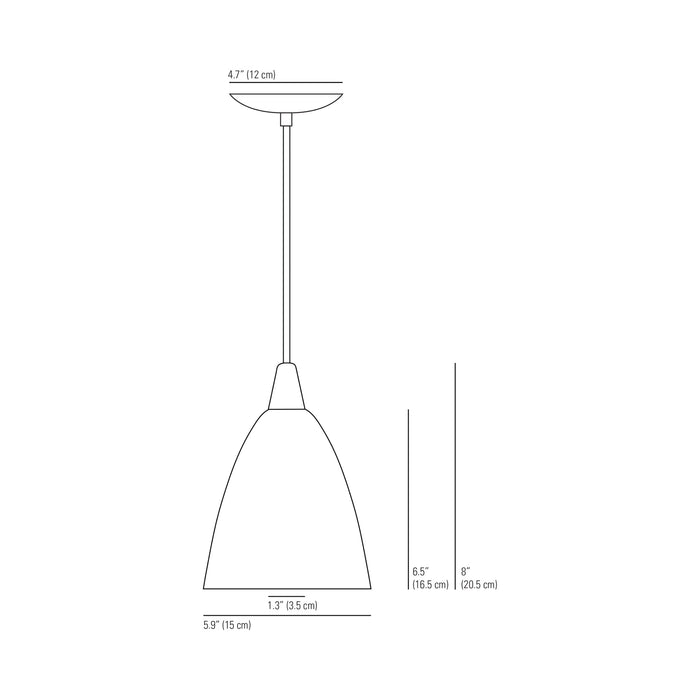 Circle Line Pendant Light - line drawing.